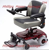 Merits Health Products - EZ-GO- Travel Power Chair - 18" W x 15" D - Red - PHILLIPS POWER PACKAGE TM - TO $500 VALUE