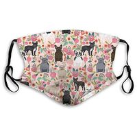 French Bulldog Mixed Coats Dog Breed Lover Florals Frenchies Boys Girls Adults Adjustable Cotton Earloop Face Ma-sk,Washable Protection Ma-sk with Filter,Anti-smog PM2.5 Ma-sk,Anti-dust Mouth Ma-sk