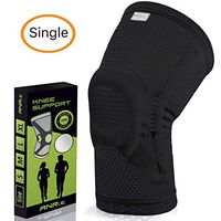 ANRI.E. Knee Brace Support for Arthritis Pain Men Women Running with Side Stabilizers – Compression Knee Sleeves for Weightlifting Crossfit Meniscus Tear Silicon Padding Volleyball - Black, XL