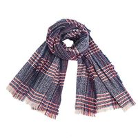 Wadonerful Long Scarves Women Fashion Large Wraps Shawl Plaid Scarf Winter Warm Cashmere Feel Soft Square Tartan Scarf Navy