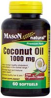 Mason Natural, Coconut Oil Supplement, 1000 Mg Softgels, 60 Count, Dietary Supplement from Organic Sources, Supports Healthy Normal Range Cholesterol Levels,  Heart, Skin and Hair