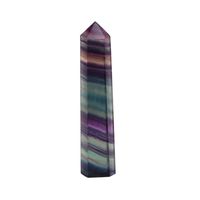 Libobo1PC Natural Hexagonal Crystal Quartz Healing Fluorite Wand Stone Purple Green Gem (C:6.1-6.4cm)