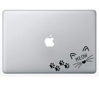 Crazy4Decals Meow CAT Decal Sticker for Laptop Notebook MacBook Air/Pro Dell HP (Black)