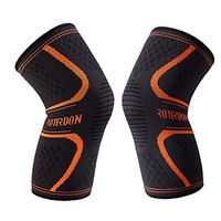 ROTERDON Knee Support, Brace Knee Support Sleeves with Silicon Anti Slip and Breathable Soft Fabric Suitable for Outdoor Sports, GMY, Fitness, Support Knee by Pair(Medium)