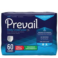 Prevail Maximum Absorbency Incontinence Underwear for Men, Small/Medium, 60 Count