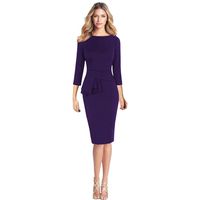 Hemlock Business Dress Lady, Women's Bodycon Dress Formal Dress Office Lady Dress Elegant Tunic Dress (M, Purple)
