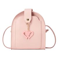 Fashionhe Messenger Bags Women's Cartoon Heart Shoulder Bags Small Square Bag Cosmetic Bag Handbag (Pink)
