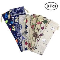 SENHAI 8 Pcs Straw Carrying Case, Cutlery Carry Pouch and Portable Travel Bag for Stainless Steel/Glass/Silicone Straws, Cutlery, Knife, Fork, Spoon, Chopsticks (2 Big / 6 Small)