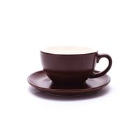 Coffeezone Double Espresso Coffee Cup and Saucer, Small Cappuccino and Speciality Coffee, New Bone China for Coffee Shop and Barista (Matte Brown, 5 oz)