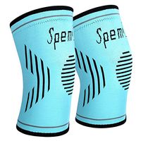 SpemOk Knee Brace Compression Sleeve - 1 Pair Knee Support Pads for Women | Men | Running | Powerlifting | Basketball | Crossfit | Arthritis Pain Relief | Reduce Strain & Swelling (Blue, Medium)