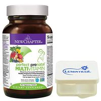 New Chapter Perfect Prenatal Vitamins, Womens Multivitamin, Eases Morning Sickness with Ginger - 192 Vegetarian Tablets Bundle with a Lumintrail Pill Case