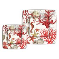 Michel Design Works 8 Count Lunch/Dessert Paper Plates, Red Coral