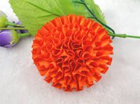 12pcs Big Polyester Ribbon Cabbage Rose Flower Appliques/Sewing Pick Color (Orange)
