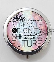 BlackKey She Is Clothed In Strength And Dignity 3-Compartment Decorative Pocket Gift Box Case Organizer for Pill, Color 1 -17
