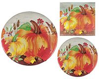 Pumpkin Fall Plates and Napkins, Serves 20 Guests - 20 Dinner Plates, 20 Dessert Plates and 50 Large Napkins - Party Supplies for Autumn or Thanksgiving - Disposable Paper Dinnerware Bundle of 3 Items