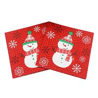 ORYOUGO 40 Sheets Christmas Snowman Dinner Napkins Disposable Embossed Paper Tissue Square Cocktail Napkin Party Serviettes Supplies