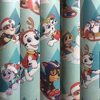 1 Roll Paw Patrol Christmas Gift Wrapping Paper Featuring Chase,Marshall,Rubble,Skye and Everest 60 sq ft Roll