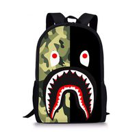 Bape Shark Pattern Backpack, Lightweight Multi-Function College School laptop Bookbag 17 Inches