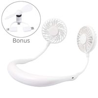 Tanice Neck Fan Handsfree Mini USB Fan 3 Speeds LED Light 360° Degree Swivel Personal Electric Fan with 3-in-1 Phone Fan for Sports Travel Picnic Camping Office