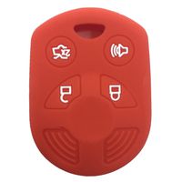 Ezzy Auto Red 4 Buttons Silicone Rubber Key Fob Case Key Cover Key Jacket Skin Protector fit for Ford