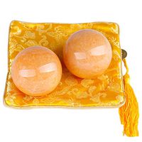 2" One Pair Orange Natural Marble Health Hand Baoding Balls TQ99