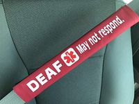 Deaf/May Not Respond Medical Alert Seat Belt Cover (Red)