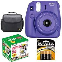 Fujifilm Instax Mini 8 Instant Film Camera (Grape Purple) With Fujifilm Instax Mini 5 Pack Instant Film (50 Shots) + Compact Bag Case + Batteries Top Kit (Import No US Warranty)