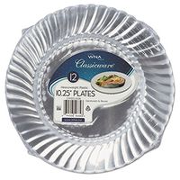 Classicware Plastic Dinnerware Plates, 10 1/4" Dia, Clear, 12/Bag, 144/Carton