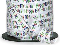 Happy Birthday Curling Ribbon 3/8"x250 yds 100% Polypropylene (8 Rolls) - WRAPS-38014
