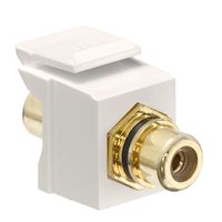 Leviton 40830-BTE QuickPort RCA, Gold-Plated Connector with Black Stripe, Light Almond