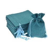 Bezall® 20pcs Drawstring Burlap Jute Sacks Jewelry Candy Pouch Christmas Wedding Party Favor Gift Bags (Peacock Blue, 5 x 7")