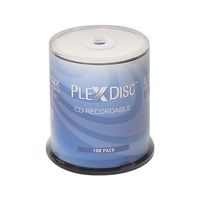 PlexDisc CD-R 700MB 52X White Inkjet Hub Printable Recordable Media Disc - 100pk Spindle
