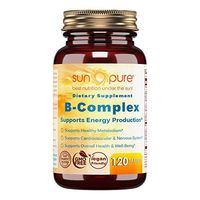 Sun Pure Premium Quality B-Complex, 120 Tablets (Glass Bottle) -Natural Energy Support -Assists with Heart & Nervous System -Supports Overall Health & Well-Being