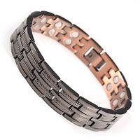 Magnetic Copper Bracelet for Men Gunmetal Double Magnets with 30pcs Strong Magnets Adjustable 21.5CM/13MM (Gunmetal)