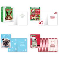 B-THERE Bundle of 12 Boxed Christmas Greeting Cards - Photographic Pets, Foil and Glitter Finishes with Envelopes
