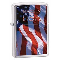 Zippo Made in USA Flag Indoor Outdoor Windproof Lighter Custom Personalized Engraved Message Engraving on Backside