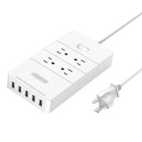 NTONPOWER Power Strip with USB, Smart Surge Protector Power Strip 4 Outlet with 4 Port USB Charger 5ft Power Cord 1875W 100-240V for Travel, TV, Computer, Adapters, Power Bank (ETL Listed)