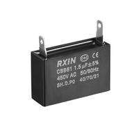 uxcell CBB61 Run Capacitor 450V AC 1.5uF Single Insert Metallized Polypropylene Film Capacitors for Ceiling Fan