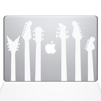 The Decal Guru Guitar Band Decal Vinyl Sticker, 13" MacBook Pro (2015 & Older Models), White (1416-MAC-13P-W)