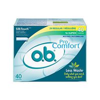 o.b. Pro Comfort Applicator Free Digital Tampons, Regular and Super Multi-Pack - 40 Count