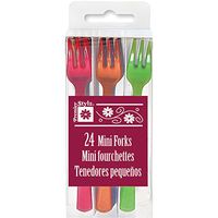 Mini Plastic Cocktail Forks, Assorted 24ct