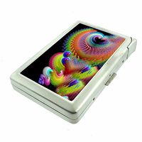 Groovy Rainbow Em4 Hip Silver Cigarette Case With Built In Lighter 4.75" X 2.75" Id Holder Metal Wallet RFID Protection