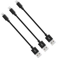 CableCord Short Nylon Braided USB Lightning Charging Cable/Data USB Compatible for iPhoneX Case /8/8 Plus/7/7 Plus/6/6s Plus,iPad Mini- 8-inch (3-Pack, Black)