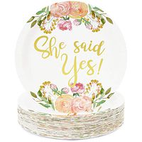 She Said Yes Paper Plates for Bridal Shower (9 in, 48 Pack)