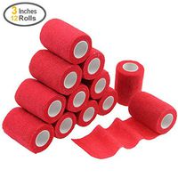 MUEUSS Self-Adhesive Bandage Wrap Tape Waterproof Breathable Elastic Cohesive Non-Woven FDA Approved 3 Inches x 5 Yards (Red, 12 roll)