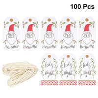 Amosfun 100PCS Christmas Hanging Tags with Hemp Rope Gift Wrapping Tags Xmas Paper Cookies Tags Labels New Years Xmas Eve Ornament