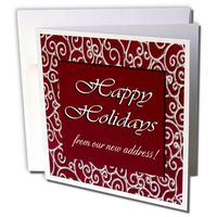 Happy Holidays from our new address, Red, Silver Design - Greeting Cards, 6 x 6 inches, set of 12 (gc_34234_2)