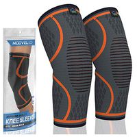 Modvel Compression Knee Sleeve (1 Pair) - Ultra Flexible, Comfortable Knee Brace for Men and Women, Great for All Athletics, Volleyball, ACL. (Orange, Small (13.7" - 16.1"))