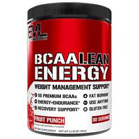 Evlution Nutrition BCAA Lean Energy - Essential BCAA Amino Acids + Vitamin C, Fat Burning & Natural Energy for Performance, Immune Support, Lean Muscle, Recovery, Pre Workout, 30 Serve, Fruit Punch