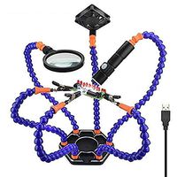 EXTR ANT Desktop Soldering Station Magnifier, USB Function Magnifying Glass with 3 Clips & Lighting Torch for Welding, Model Making, Reading, Inspection